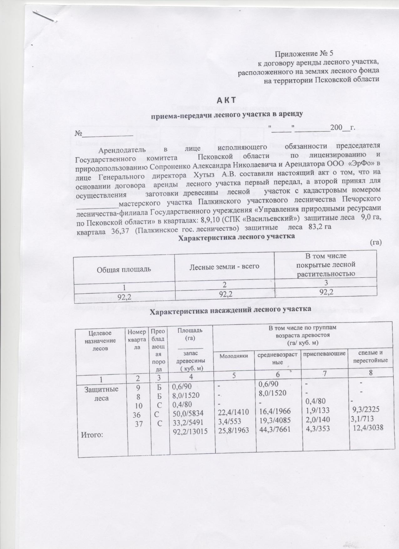 Договор аренды лесного участка для заготовки древесины образец